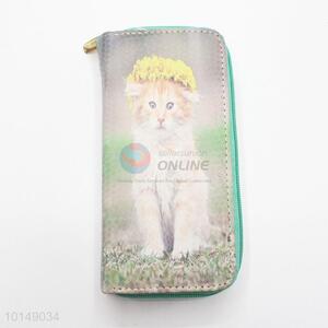 Cute Beaytiful Cat Pattern Multi-purpose Pouch Long Wallet PU Leather Purse Ladies Clutch Card Holder