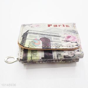 Triumphal Arch Printed Mini Wallet Three Fold PU Leather Zipper Clutch Bag