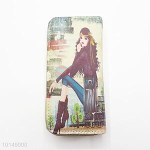 Elegant Modern Girl Pattern Long Wallet Multi-purpose Pouch PU Leather Wallet