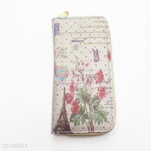 Glitter Star Flowers Printed Zipper Long Wallet PU Leather Purse Ladies Clutch Card Holder
