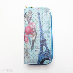Glitter Star Eiffel Tower and Birds Printed Purse Multi-purpose Pouch PU Leather Wallet