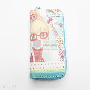Cartoon Lovely Girl Printed Purse Multi-purpose Pouch PU Leather Wallet
