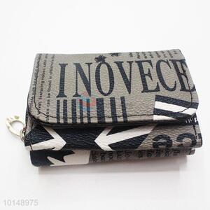 Fashion Simple Pattern Mini Wallet Three Fold PU Leather Purse Clutch Bag