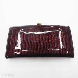 Wine Red Color Simple Style PU Leather Wallets Women Hasp Long Purse