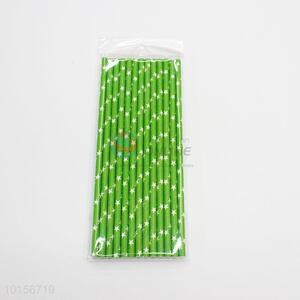 Fashion green star pattern party paper straw