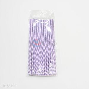 Purple Wavy Paper Wrapped Drinking Straws