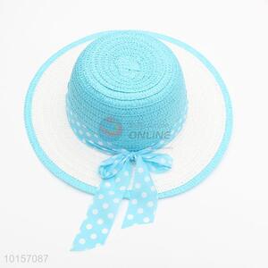 Blue bowknot paper straw hat