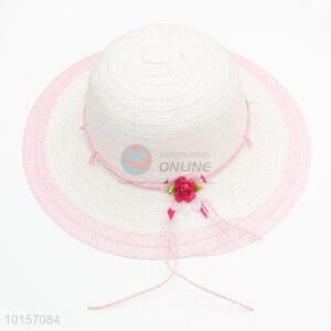 New arrival flower pink-white paper straw hat