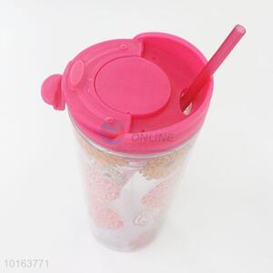 New Arrival Plastic Cup with Lid and Straw