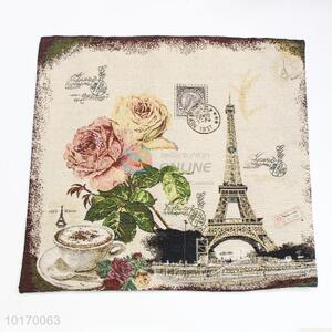 Eiffel&rose pattern linen cushion cover