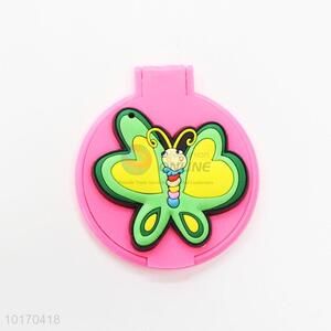 Green Butterfly Pattern Mini Round Plastic Single-sided Cosmetic Mirror