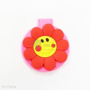 Adorable Flower Pattern Mini Round Plastic Single-sided Cosmetic Mirror