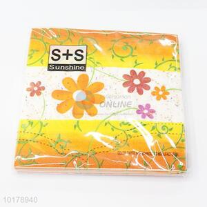 Competitive price flower printed wood pulp paper napkin