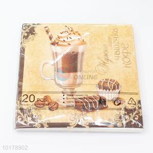 Popular cake&coffee printed wood pulp paper napkin