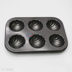 Top Quality Food-grade Carbon Steel Non-stick 6 Hole Cake Mold Bakeware