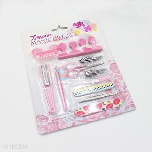 Popular Manicure Set with Nail Clipper/ Cuticle Pusher/ Cuticle Nipper/ Nail File/ Eyebrow Tweezers/ Scissor for Sale