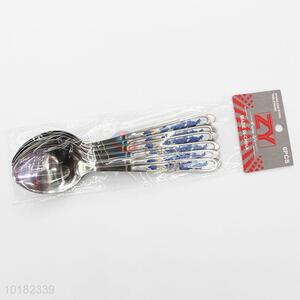 6 Pieces/ Bag Fancy Wholesale Stainless Steel Single Handle Spoons