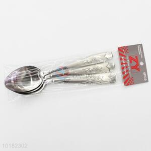 6 Pieces/ Bag Fashion Style Stainless Steel Handled Meal Spoons