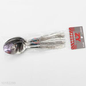 6 Pieces/ Bag New Design Stainless Steel Handled Meal Spoons