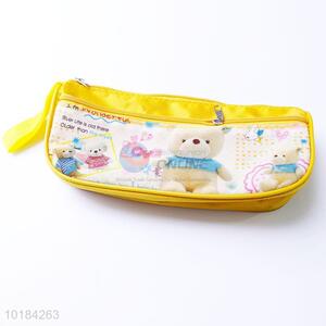 Yellow bear pattern pencil bag/pen bag