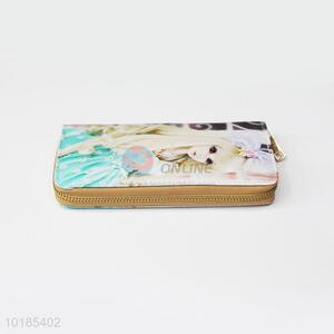 Popular Girl Printed Rectangular PU Purse/Wallet for Ladies