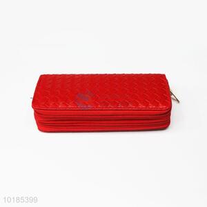 Hot Sale Red Rectangular PU Purse/Wallet for Ladies