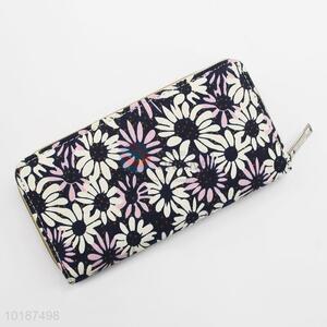 Lovely Flower Patterns Canvas Women Wallet Long Purse