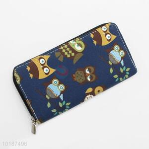 Lovely Bird Pattern Women Canvas Wallet Long Purse