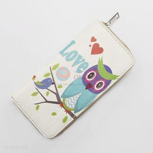 Lovely Bird Printed Women Wallet White Long Purse