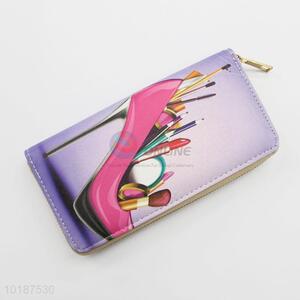 High-heel Shoes Pattern Purple Leather Women Wallet