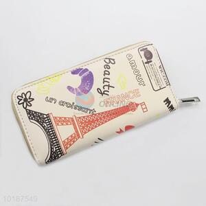 Fashion Tower Printed White Leather Wallet Girl Gift