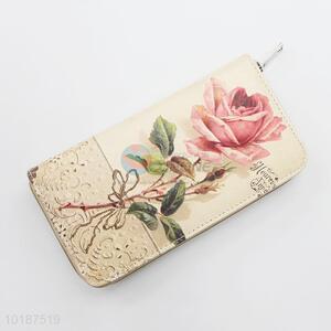 Wholesale Flower Pattern Zipper Wallet Long Purse for Women