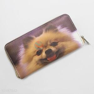 Lovely Dog Printed Long Zipper Wallet for Women