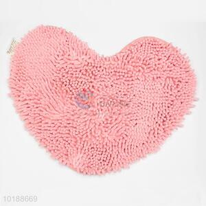 Pink Color Heart Shaped Microfiber Living Room Carpet Floor Mat