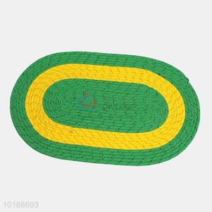 Green Color Oval Shaped Living Room Carpet Floor Mat