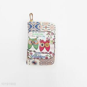 High quality cartoon owl zipper travel wallet