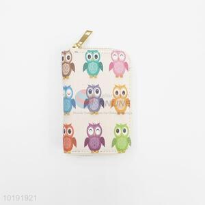 Elegant owl printed zipper wallet purses for women