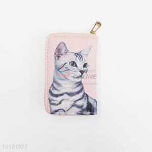 Hot selling cat zipper pvc card women wallet