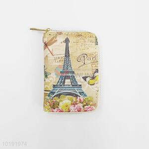 High quality eiffel tower pattern zipper women wallet