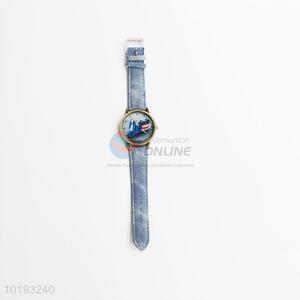 Newest denim pattern lady Canvas dress watch