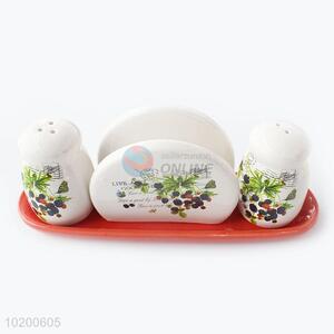 Hot Selling Ceramic Printing Condiment Bottle Set