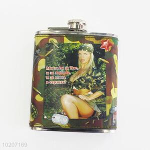 Eco-friendly Female Soldier Pattern Mini Flagon Hip Flask