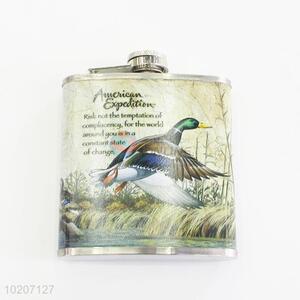 Bird Pattern Stainless Steel Copper Mini Camping Flagon