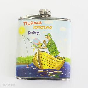 Comic Pattern Stainless Steel Copper Hip Flask Camping Flagon