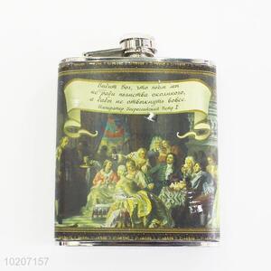 Eco-friendly Oil Painting Pattern Stainless Steel Copper Hip Flask