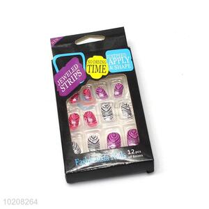 12Pieces Color Printing Nail Tips With Back Glue