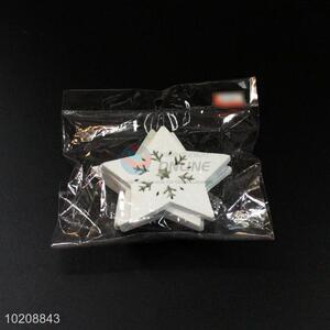 Hot Sale Christmas Decor Wooden Pendant in Five-pointed Star Shape