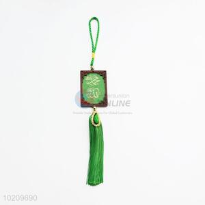 Green wooden decorative tassel car pendant
