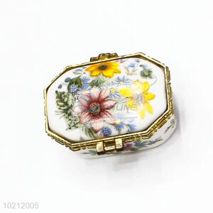 China Factory Flowers Printed Ceramic Jewelry Box/Case