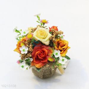 Promotional cheap 3pcs colorful simulation flower bonsai